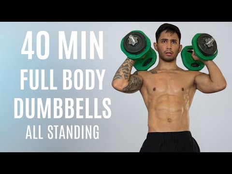 Видео: 40-минутный HIIT-тренинг с гантелями стоя — сила всего тела + сжигание жира