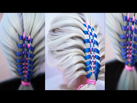 Видео: Причёска из косы с лентами БЫСТРО и ПРОСТО  Peinado fácil y rapido