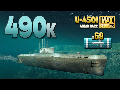 Видео: Подводная лодка U-4501: Безумная игра на 490000 урона - World of Warships