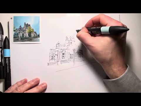Видео: Собор Святой Анны в Белфасте, нарисованный с помощью Promarker & Ink