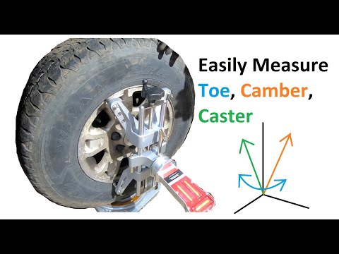 Видео: Как измерить кастер, развал и наклон поворотного шкворня с помощью самодельных поворотных столов,...