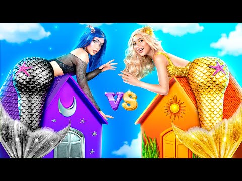 Видео: Домики одного цвета челлендж! Русалка День vs русалка Ночь!