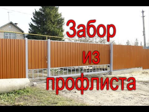 Видео: КАК СДЕЛАТЬ забор из профлиста на фундаменте одному. Забор и калитка.