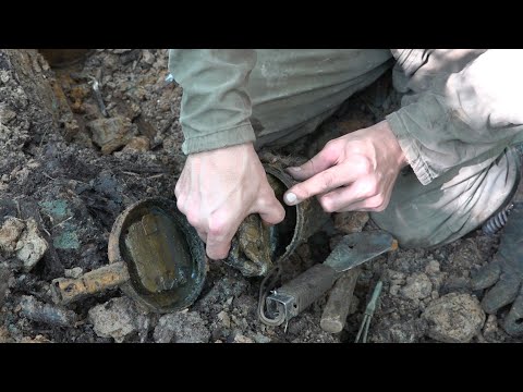 Видео: Вскрыли немецкий контейнер из блиндажа, Раскопки по второй мировой
