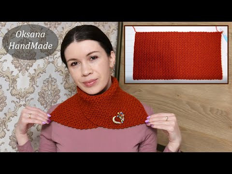 Видео: Снуд, манишка из прямоугольника, вязание крючком. МК. Crochet DIY