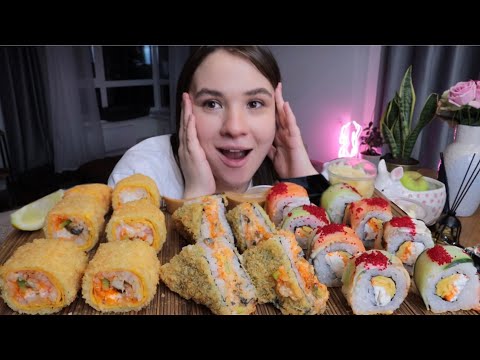 Видео: МУКБАНГ как я готовлюсь к родам? Запеченный сет роллов Mukbang sushi