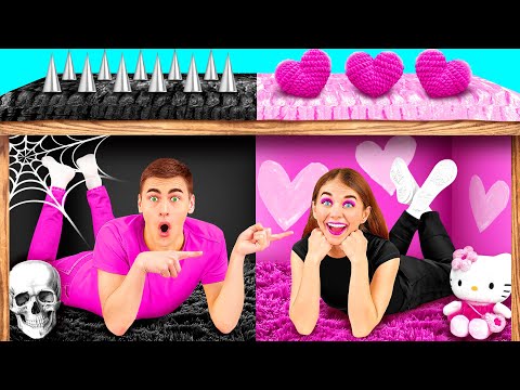 Видео: Секретні будиночки під ліжком | Рожеве або Чорне Челендж від PaRaRa Challenge