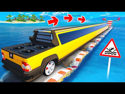 Видео: ПРОЕХАЛ ВОДНЫЕ КОЧКИ НА ГИГАНТСКОЙ САМОЙ ДЛИННОЙ FIAT STRADA В ГТА 5! ЭКСПЕРИМЕНТЫ В GTA 5