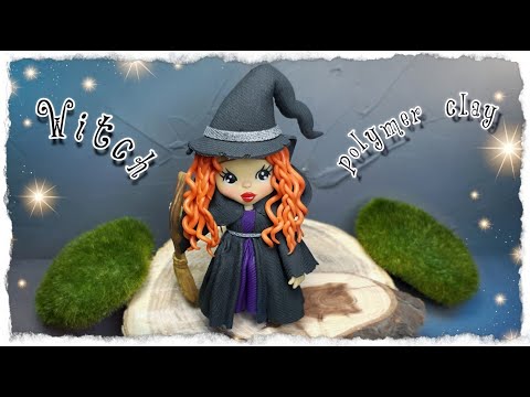 Видео: Девочка-ведьмочка из полимерной глины / как слепить ведьмочку / мастер класс