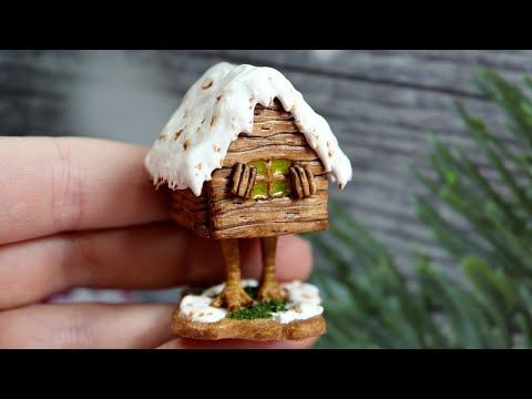 Видео: Избушка на курьих ножках из полимерной глины🤎Hut on chicken legs🤍 Polymer clay🤎