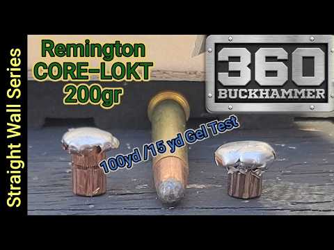 Видео: Серия охотничьих патронов Straight Wall: 360 Buckhammer 100yd GEL Test | Remington 200gr Core-Lokt