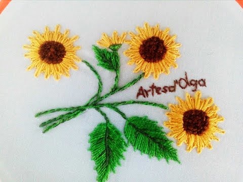 Видео: Вышивка подсолнечника |маргаритка стежок| Ручная вышивка |Hand Embroidery