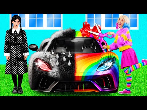 Видео: Радужная машина vs Черная машина Челлендж | Сумасшедший Челлендж от TeamTeen Challenge