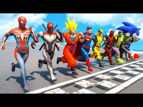 Видео: Человек-паук с SUPERHEROES Running Challenge Competition - GTA Funny Contest # 195