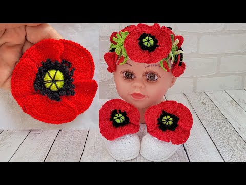 Видео: мак вязаный крючком/crochet flower/gehäkelte Blume
