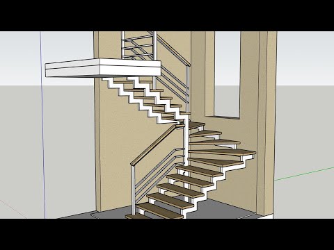 Видео: Лестница 180º ломаный косоур в SketchUp #Лестницы