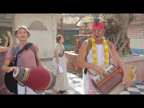 Видео: ВРИНДАВАН ПАРИКРАМА с Сандхья Аватаром пр. Харинама в Вамши Ват, 21.03.2022. Harinama Vrindavan.