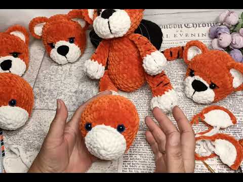 Видео: МК плюшевый тигренок Мишель .Часть 1.Вяжем голову.