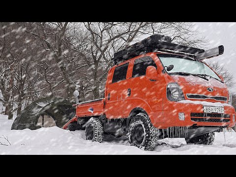 Видео: Зимний снежный кемпинг со старой кошкой | Горячая палатка с дровяными печами