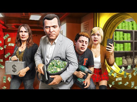 Видео: Семья Майкла ГРАБИТ БАНК в GTA 5!