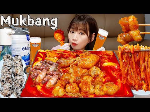 Видео: Sub)Real Mukbang- Острая тушеная курица и кишки 🔥 Осьминог 🐙 Удонг 🍜 Пиво 🍺 АСМР КОРЕЙСКАЯ ЕДА