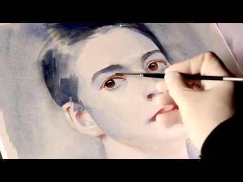 Видео: Как рисовать лицо - рисуем лицо человека портрет акварелью Артакадемия