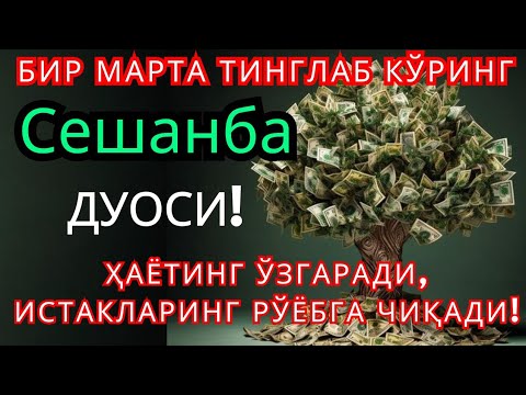 Видео: Сешанба КУНИНИНГ ЭНГ КУЧЛИ ДУОСИ БАРЧА ОРЗУ-ҲАВОСЛАР АМАЛГА ОШАДИ! ЖУДА ҚИЙИН МУАММОЛАР ҲАМ ЕЧИЛАДИ 