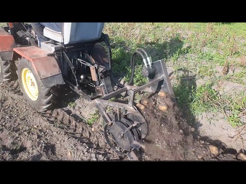 Видео: Транспортерная картофелекопалка для минитрактора с гидроприводом.