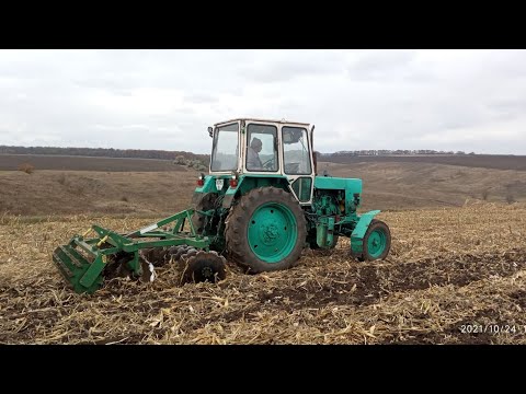 Видео: Оранка і дісковка ЮМЗОМ і МТЗ1221 по кукурудзі