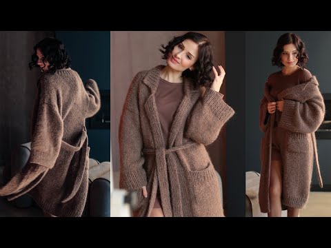 Видео: Кардиган пальто спицами.