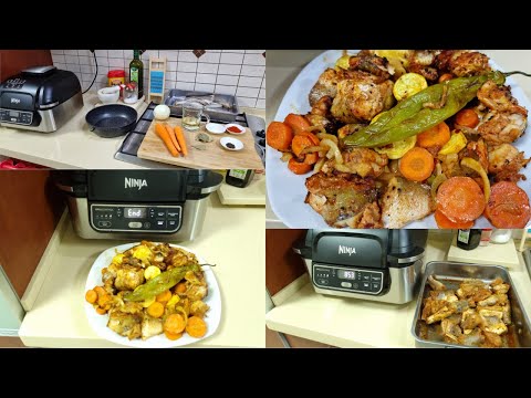 Видео: Grill Ninja!Хек c овощами, в Гриле Нидзя!Grill Ninja! Hake with vegetables in Ninja Grill!