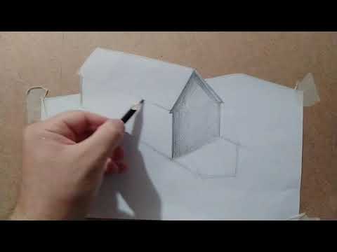 Видео: Будинок у 3D. Малюнок олівцем.