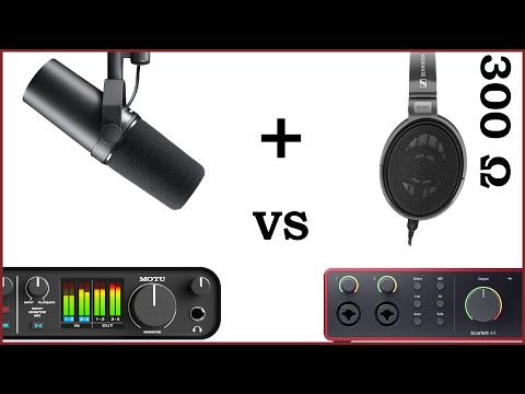 Видео: focusrite scarlett 4th gen VS Motu M-series с Shure SM7B и 300 омными наушниками