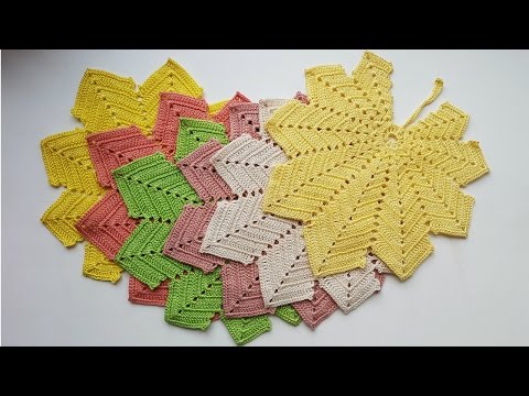 Видео: Кленовый лист крючком. БОЛЬШОЙ. Пошаговый МК. От А до Я.