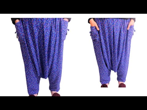 Видео: очень простой пошив шальвара с боковыми карманами