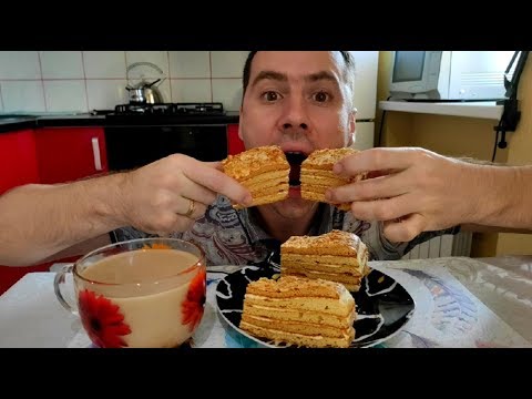 Видео: Мукбанг/торт Медовик/cake/MUKBANG/eating show/먹방