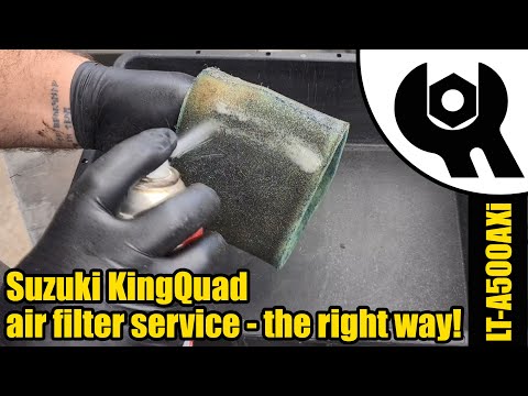 Видео: Suzuki KingQuad - обслуживание воздушного фильтра #1876