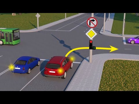 Видео: Ловушка от ГИБДД: Разрешено ли красному автомобилю повернуть направо?