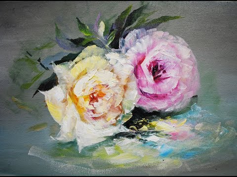 Видео: Розы маслом картины. Rose oil painting