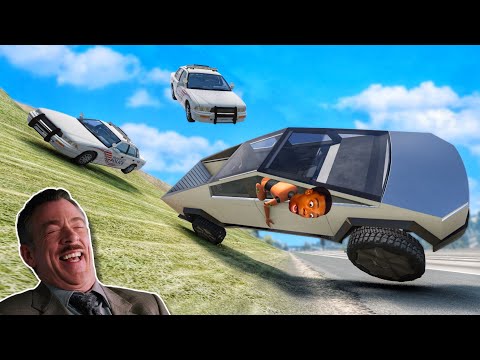 Видео: Смешные моменты с Tesla Cybertruck 🤣 - [BeamNG.Drive]
