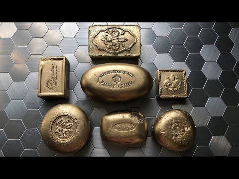 Видео: cutting golden soap, beautiful soap made in italy/ режу красивое мыло покрытое золотой краской