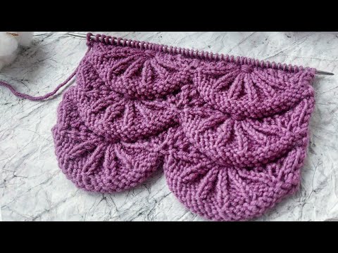 Видео: Узор спицами "Алсацийские гребешки". Кайма.Knitting Patterns