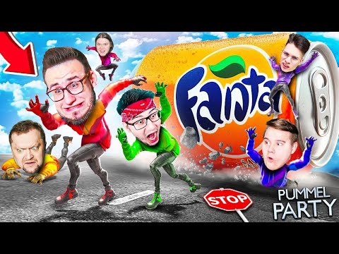 Видео: Я ПЛАЧУ ОТ СМЕХА! УБЕГИ ОТ ГИГАНТСКОЙ БАНКИ ФАНТЫ ЧТОБЫ ВЫЖИТЬ! УГАР БАНДЫ ЮТУБА В PUMMEL PARTY
