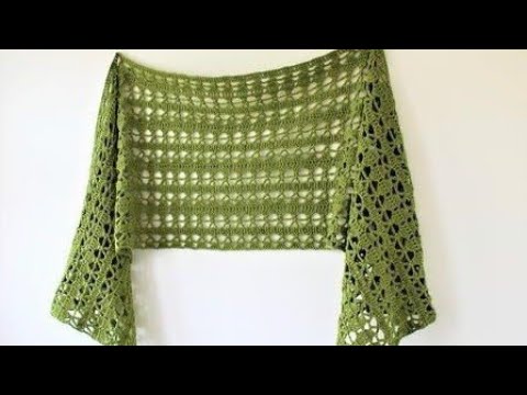 Видео: Как связать прямоугольную шаль крючком чудесным ажурным узором, подробно объяснено.