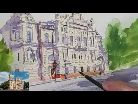 Видео: Городские зарисовки акварелью / Urban Sketching in Watercolor.