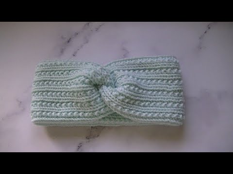Видео: Вяжем  повязку на голову узором  рифленая  резинка спицами.