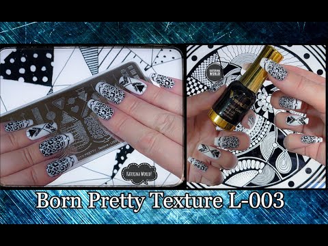 Видео: Черно Белый Стемпинг / пластина  Born Pretty Texture L-003 / Звериный принт.