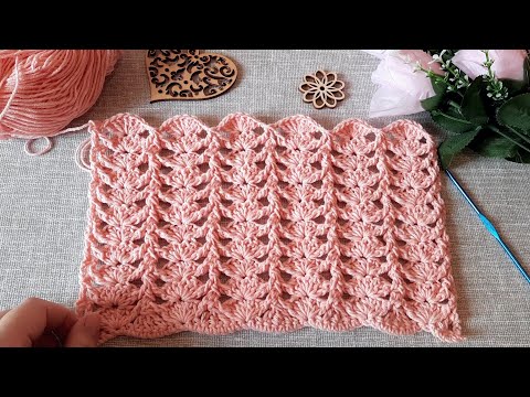 Видео: Мой любимый ♥️ рельефный узор с веерами крючком. (N 58)