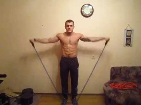 Видео: Тренировка дома с эспандером : Урок 01. Супер плечи