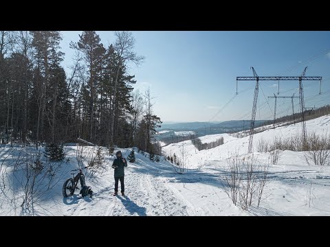 Видео: Фэтбайк зимой. Интересный маршрут под Красноярском.